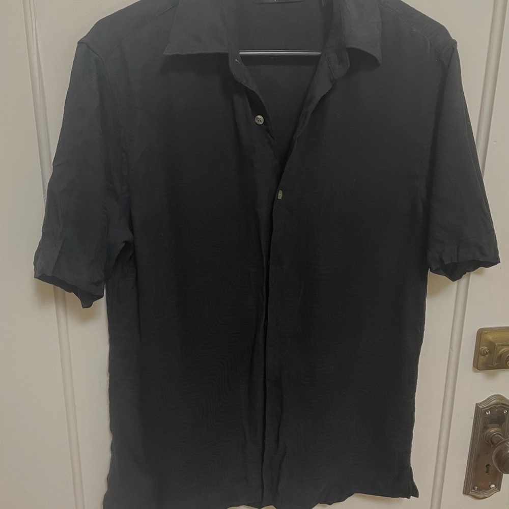 Men's 100% silk Brandini Black Short Sleeve Shirt